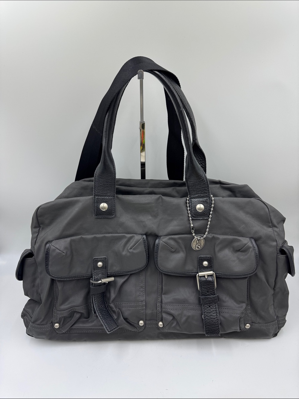 John Varvatos Black Utility Duffel Bag